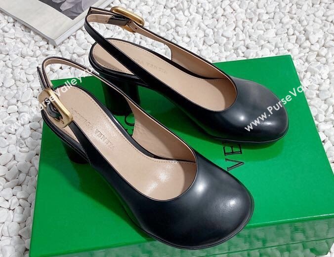 Bottega Veneta Heel 7.5cm Rubberized leather Atomic Slingback Pumps Black 2024 (modeng-23121105)