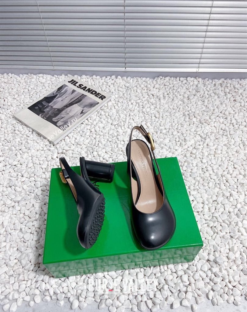 Bottega Veneta Heel 7.5cm Rubberized leather Atomic Slingback Pumps Black 2024 (modeng-23121105)