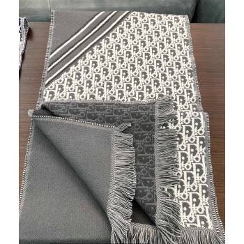 Dior Oblique Scarf in Gray Wool 33x200cm 2024 (weinisi-23121110)