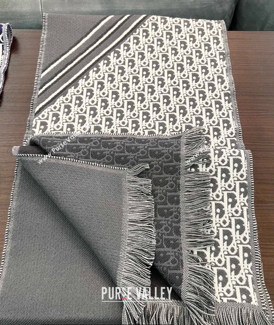 Dior Oblique Scarf in Gray Wool 33x200cm 2024 (weinisi-23121110)