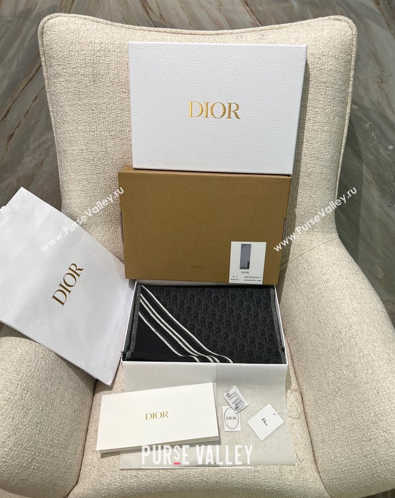 Dior Oblique Scarf in Gray Wool 33x200cm 2024 (weinisi-23121110)