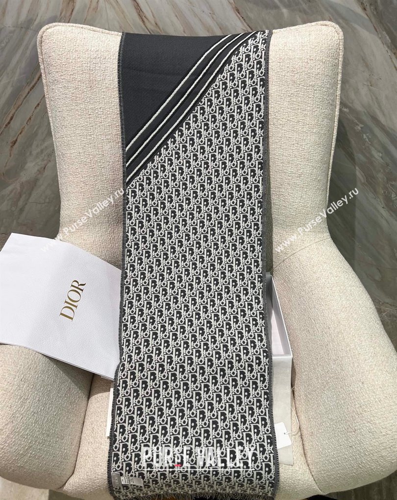 Dior Oblique Scarf in Gray Wool 33x200cm 2024 (weinisi-23121110)