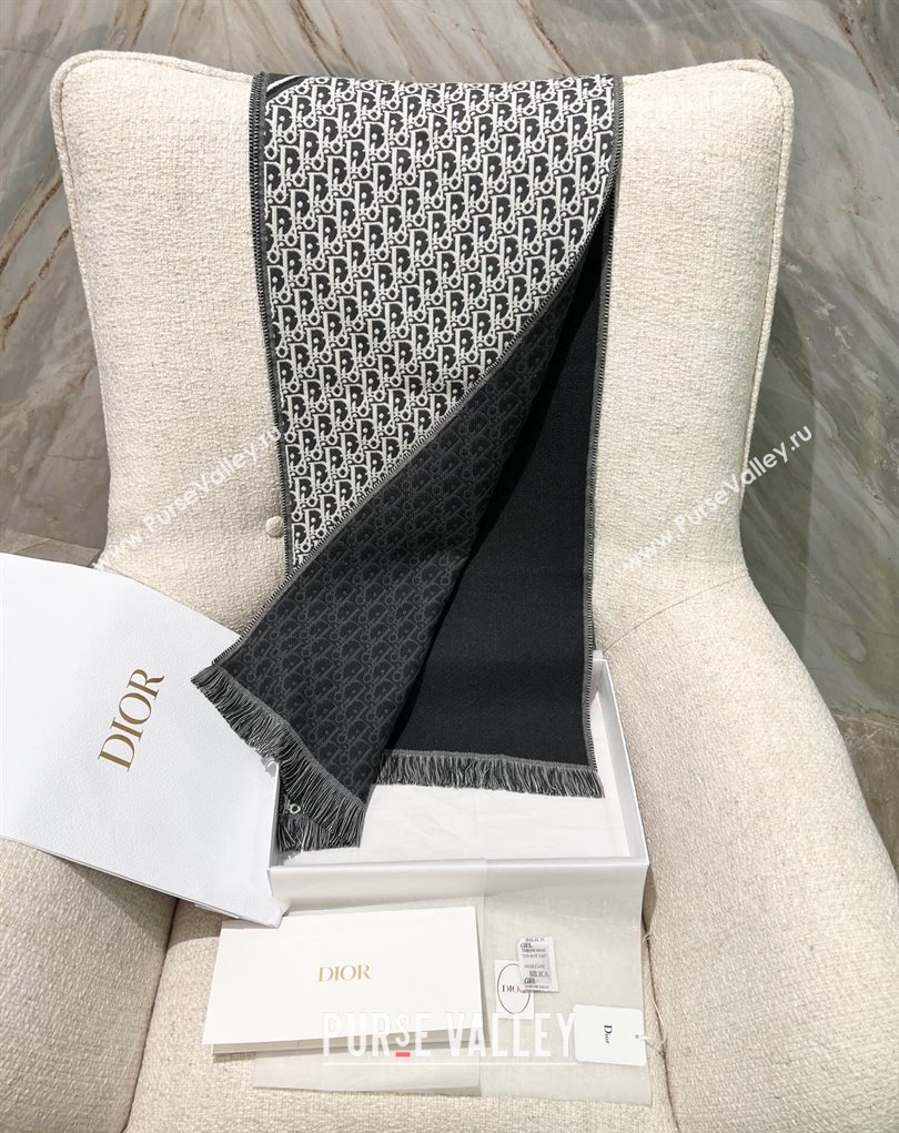 Dior Oblique Scarf in Gray Wool 33x200cm 2024 (weinisi-23121110)