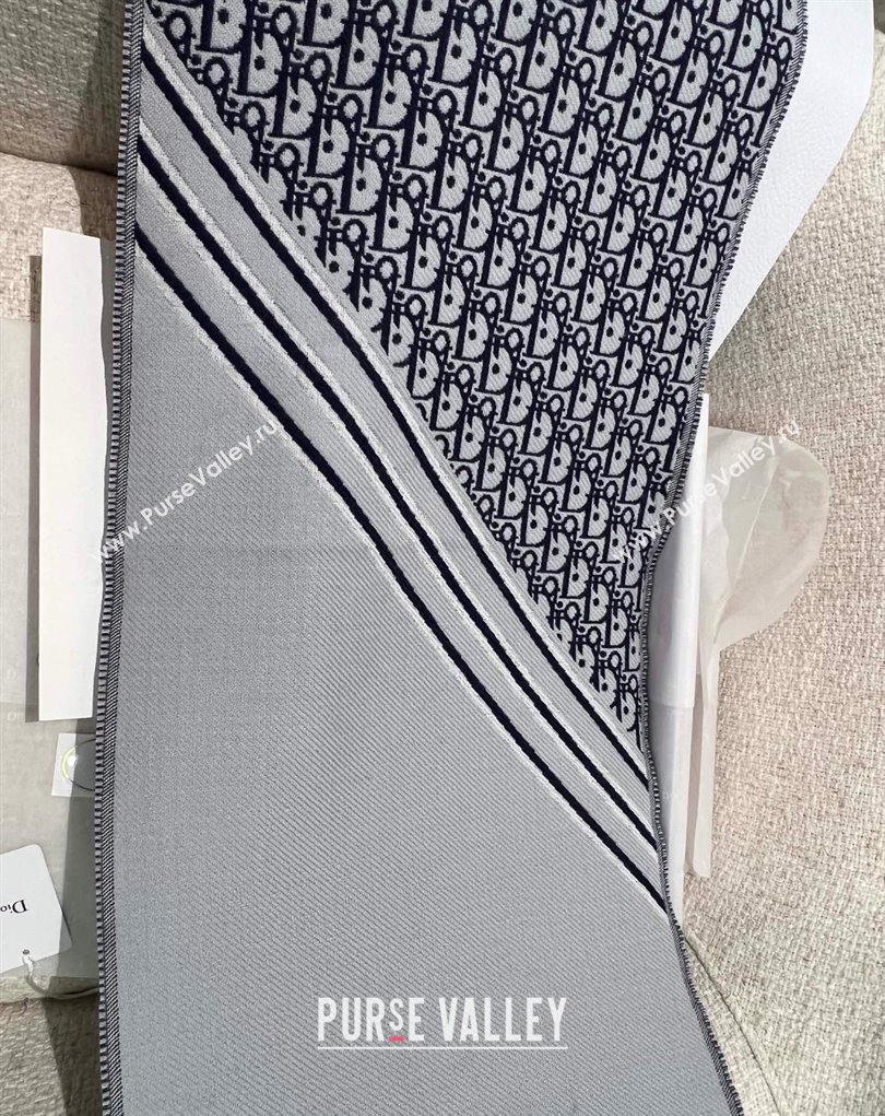 Dior Oblique Scarf in Gray Wool 33x200cm 2024 (weinisi-23121110)