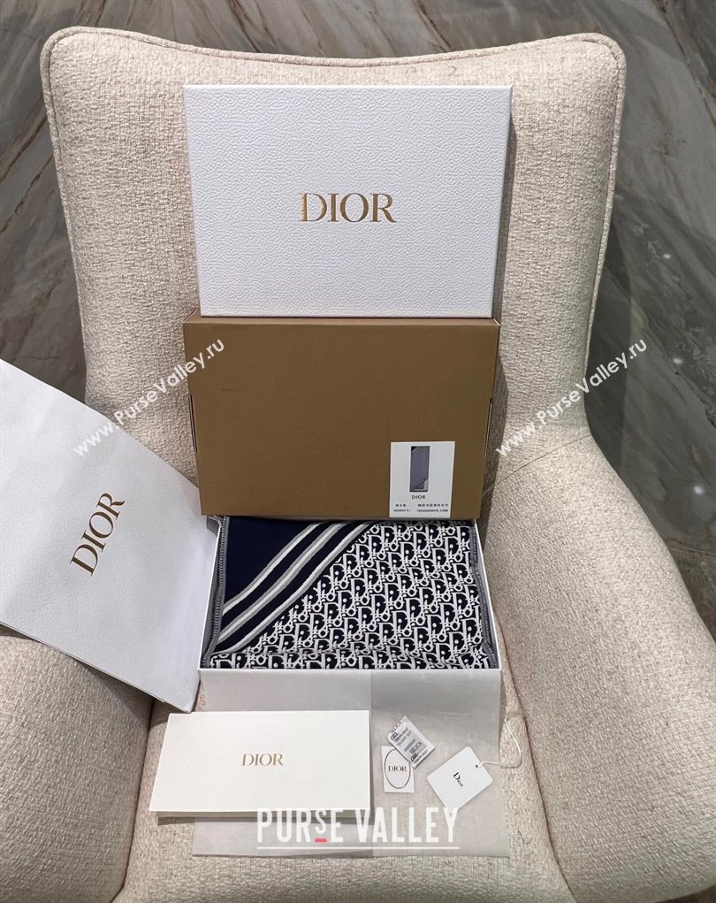 Dior Oblique Scarf in Blue Wool 33x200cm 2024 (weinisi-23121111)