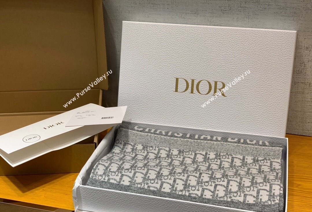 Dior Oblique Scarf in Gray Cashmere 35x200cm 2024 (weinisi-23121109)