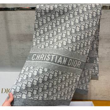 Dior Oblique Scarf in Gray Cashmere 35x200cm 2024 (weinisi-23121109)