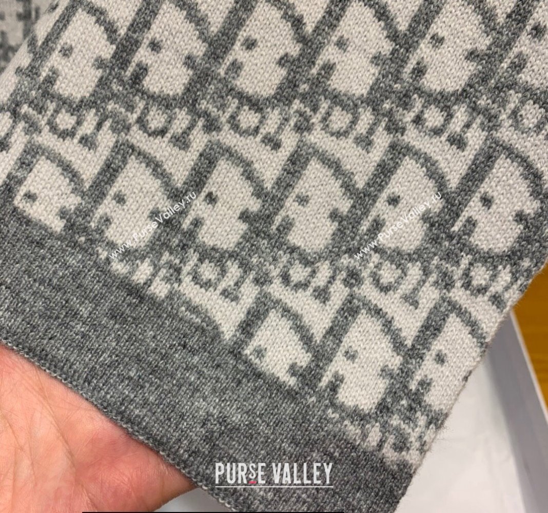 Dior Oblique Scarf in Gray Cashmere 35x200cm 2024 (weinisi-23121109)
