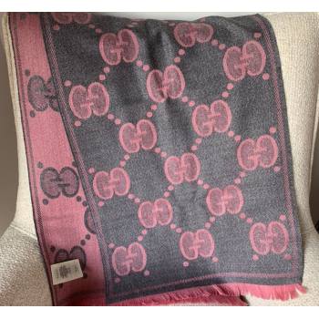 Gucci GG wool jacquard scarf 598993 45x195cm Pink 2024 (weinisi-23121118)