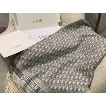 Dior Oblique Scarf in Gray Cashmere and Wool 45x200cm 2024 (weinisi-23121107)
