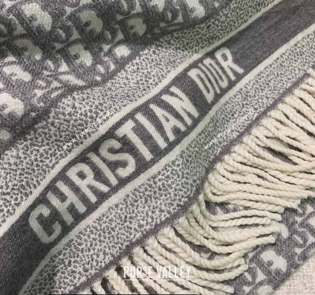 Dior Oblique Scarf in Gray Cashmere and Wool 45x200cm 2024 (weinisi-23121107)