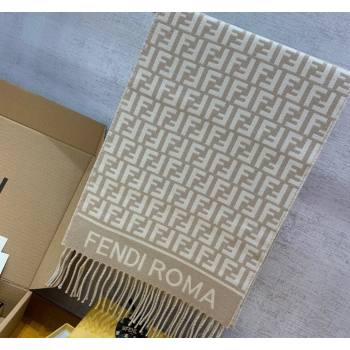 Fendi Beige wool and cashmere FF scarf 30x180cm 2024 (weinisi-23121116)
