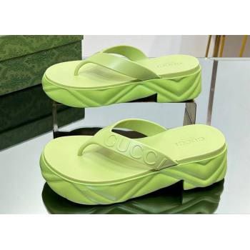 Gucci thong platform rubber sandals 746334 Green 2024 (modeng-231211081)