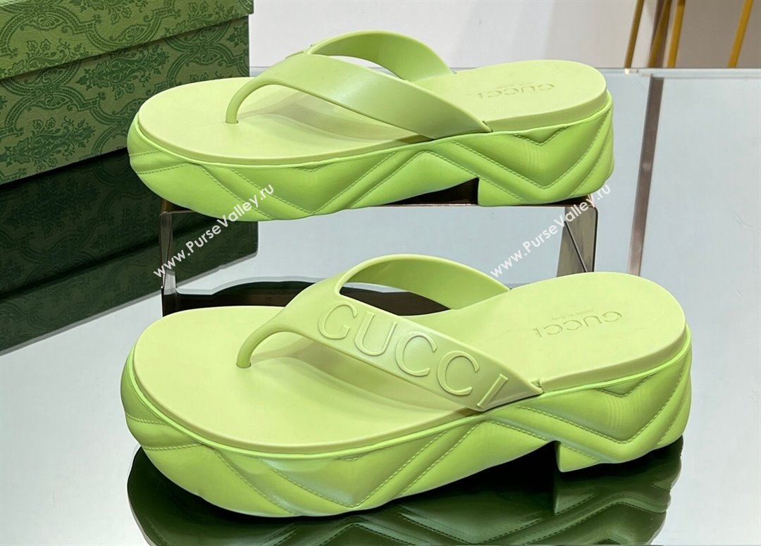 Gucci thong platform rubber sandals 746334 Green 2024 (modeng-231211081)
