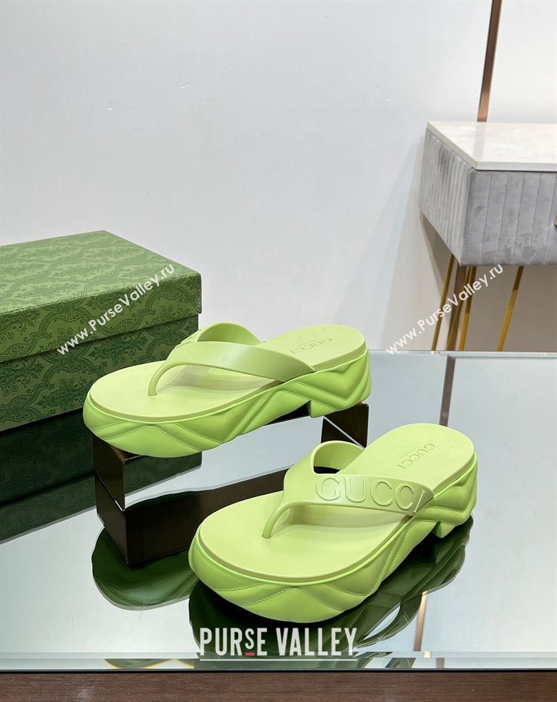 Gucci thong platform rubber sandals 746334 Green 2024 (modeng-231211081)