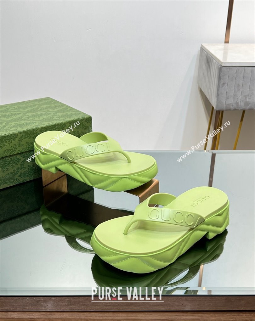 Gucci thong platform rubber sandals 746334 Green 2024 (modeng-231211081)