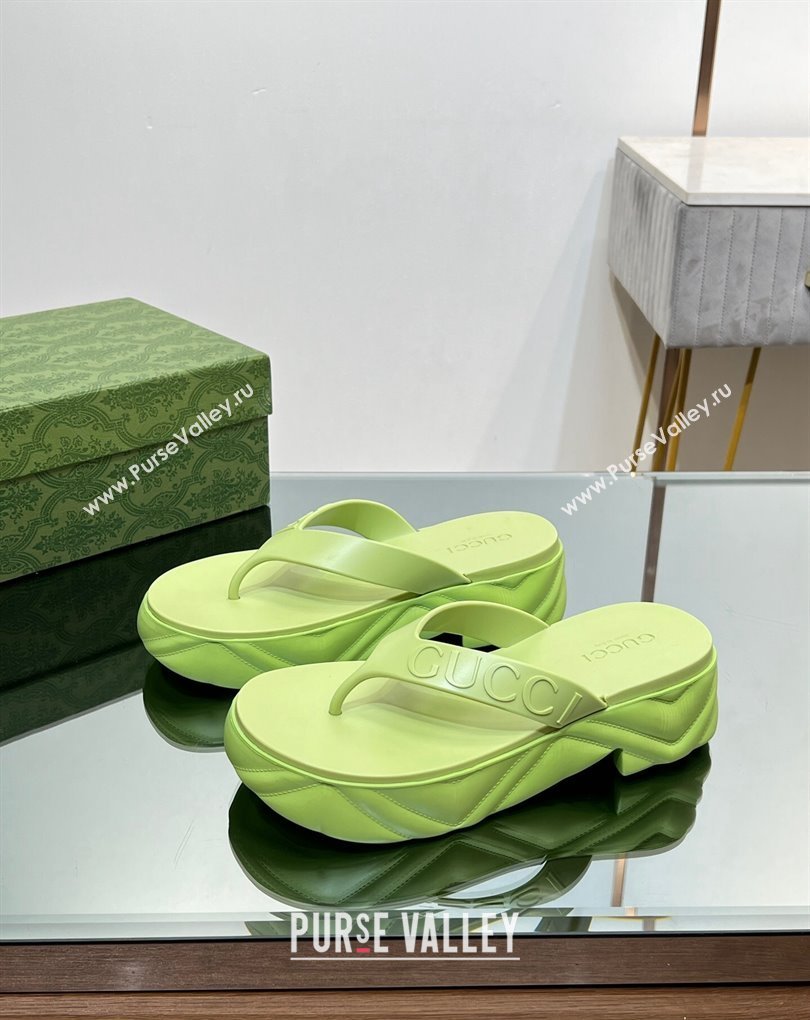 Gucci thong platform rubber sandals 746334 Green 2024 (modeng-231211081)