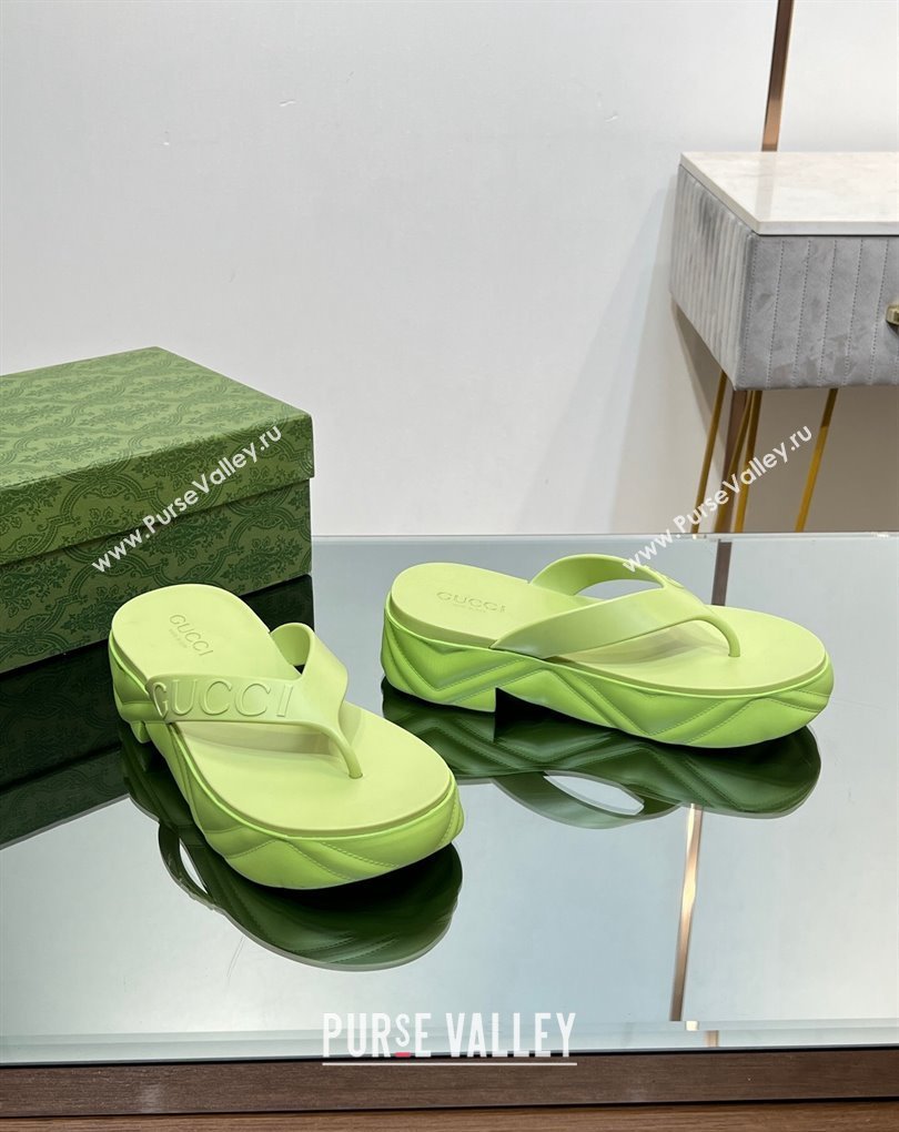 Gucci thong platform rubber sandals 746334 Green 2024 (modeng-231211081)