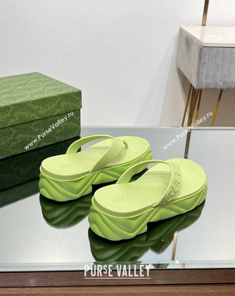 Gucci thong platform rubber sandals 746334 Green 2024 (modeng-231211081)