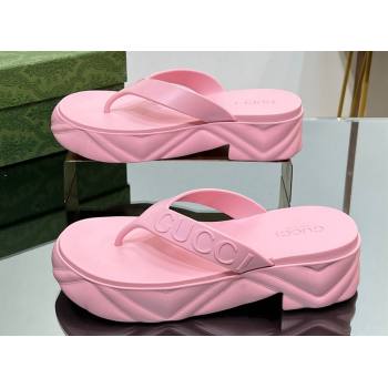 Gucci thong platform rubber sandals 746334 Pink 2024 (modeng-23121109)