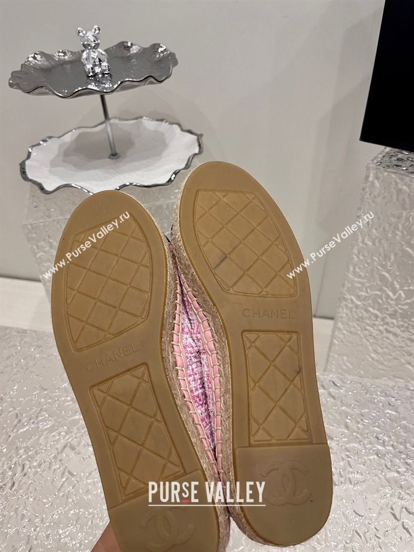 Chanel Gold CC Logo Tweed Espadrilles G29762 Pink 2024 (kaola-23121101)