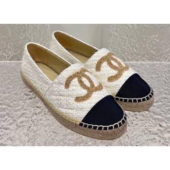 Chanel Gold CC Logo Tweed Espadrilles G29762 Beige 2024 (kaola-23121102)