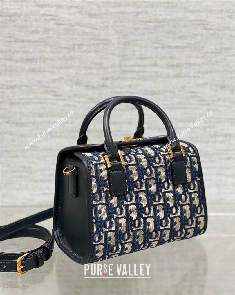 Dior Small Boston Bag in Blue Oblique Jacquard 2024 (xinyidai-23121218)