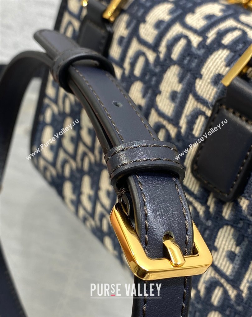 Dior Small Boston Bag in Blue Oblique Jacquard 2024 (xinyidai-23121218)