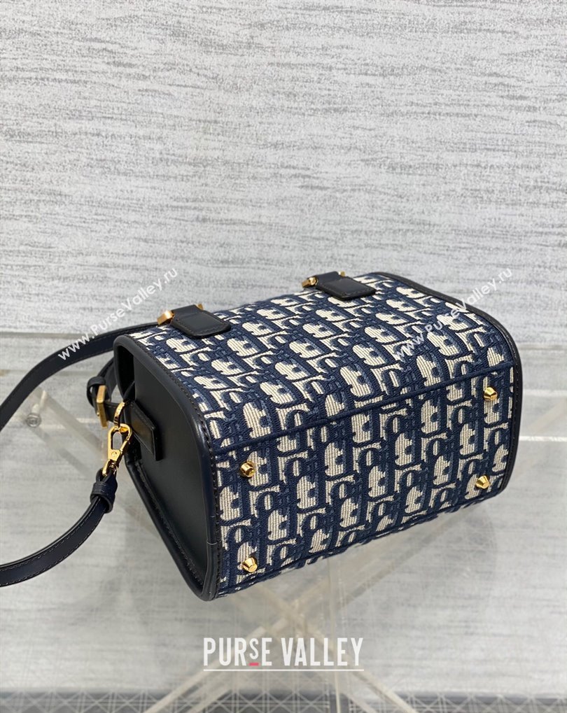 Dior Small Boston Bag in Blue Oblique Jacquard 2024 (xinyidai-23121218)
