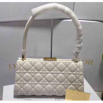 Dior Top Handle Bag in White Cannage Lambskin 2024 (xinyidai-23121211)
