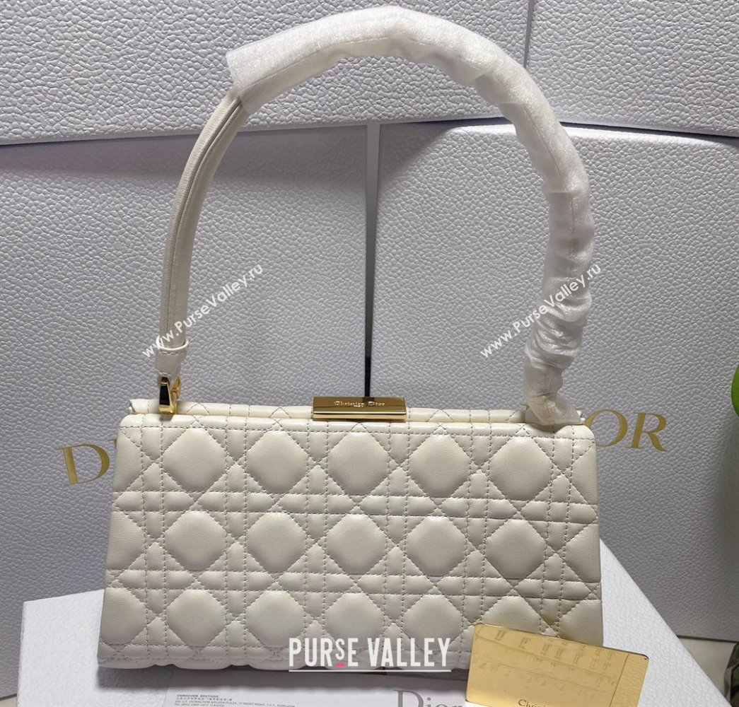 Dior Top Handle Bag in White Cannage Lambskin 2024 (xinyidai-23121211)