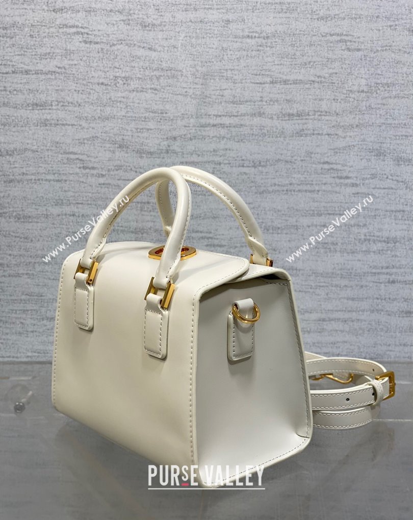 Dior Small Boston Bag in White Box Calfskin 2024 (xinyidai-23121220)