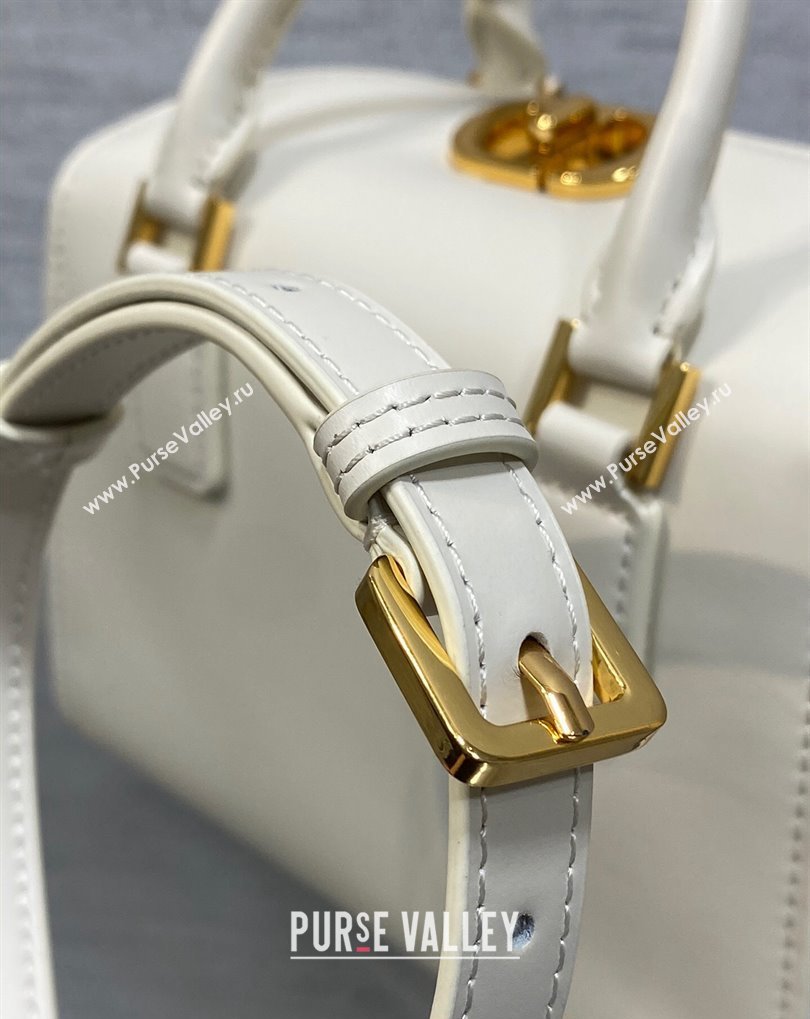 Dior Small Boston Bag in White Box Calfskin 2024 (xinyidai-23121220)