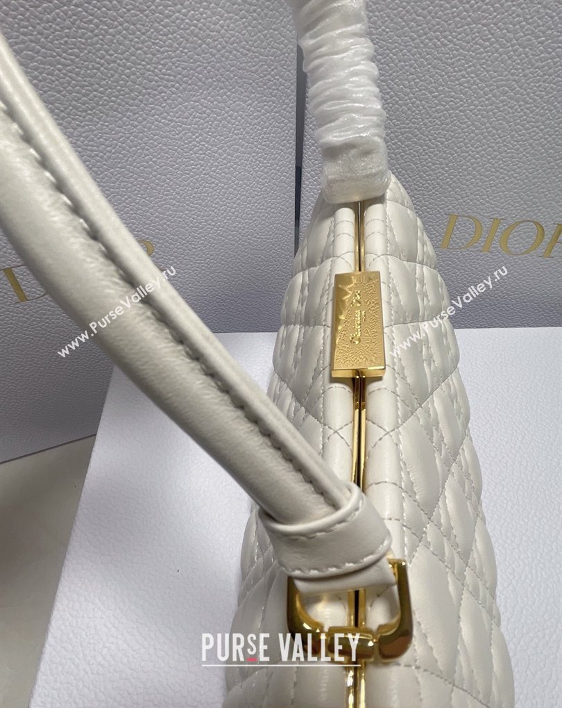 Dior Top Handle Bag in White Cannage Lambskin 2024 (xinyidai-23121211)