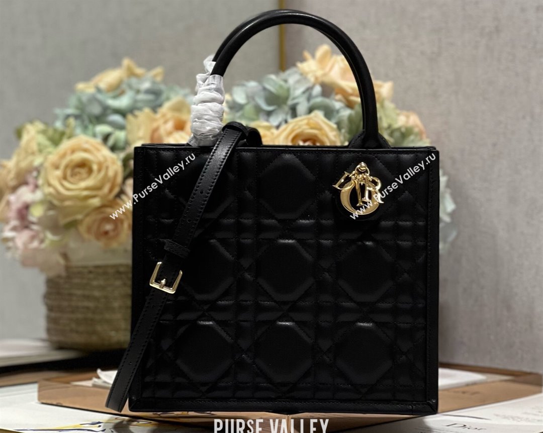 Dior Small Book Tote Bag in Black Cannage Lambskin 2024 (xinyidai-23121215)