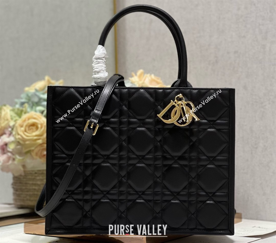 Dior Medium Book Tote Bag in Black Cannage Lambskin 2024 (xinyidai-23121214)
