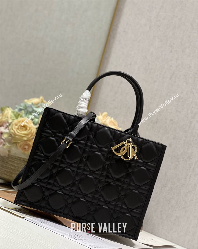 Dior Medium Book Tote Bag in Black Cannage Lambskin 2024 (xinyidai-23121214)