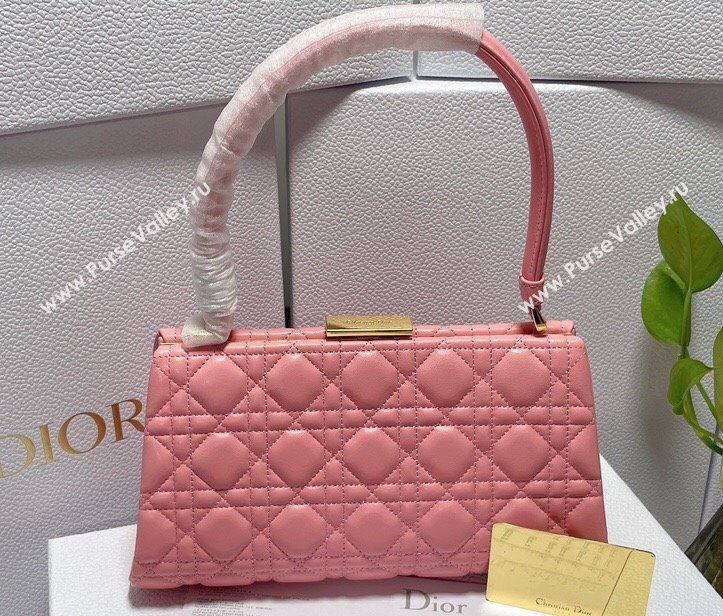 Dior Top Handle Bag in Pink Cannage Lambskin 2024 (xinyidai-23121212)