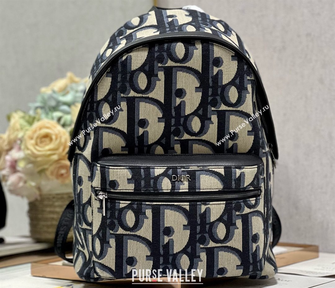 Dior Rider Backpack Bag in Beige and Black Maxi Dior Oblique Jacquard 2024 (xinyidai-23121222)