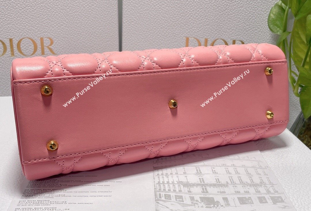 Dior Top Handle Bag in Pink Cannage Lambskin 2024 (xinyidai-23121212)