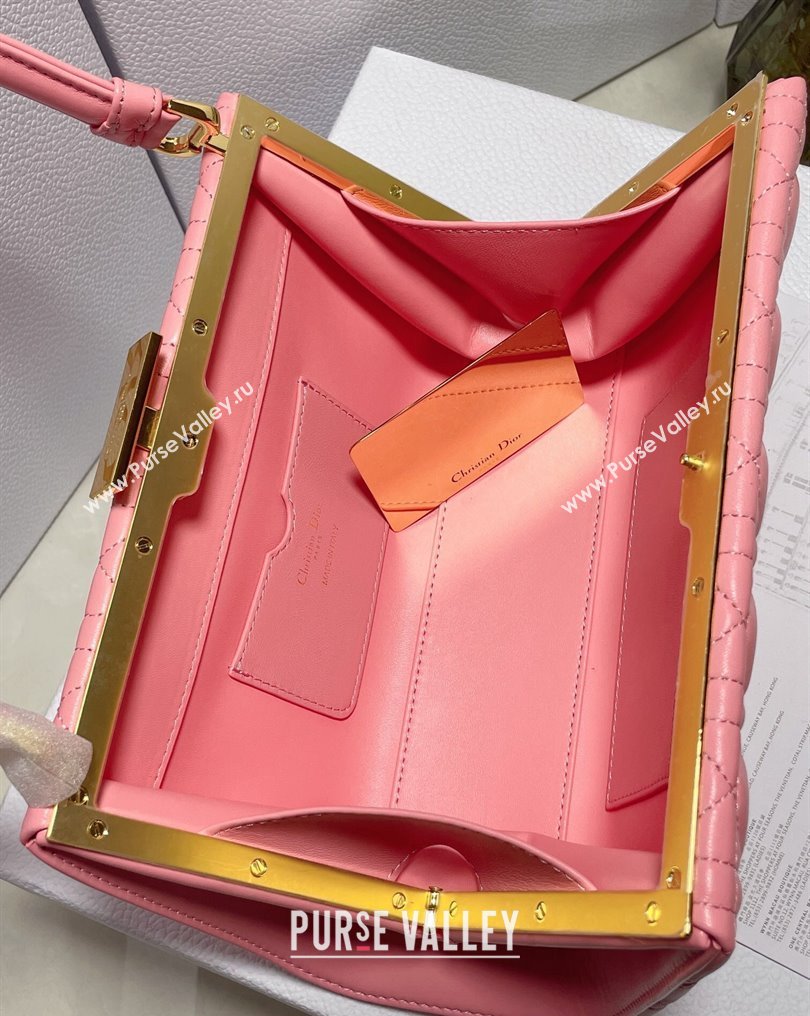 Dior Top Handle Bag in Pink Cannage Lambskin 2024 (xinyidai-23121212)