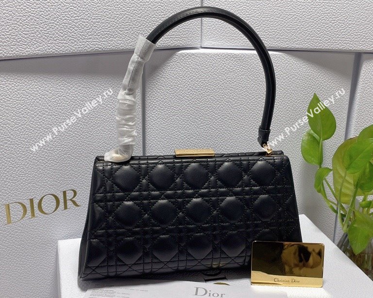 Dior Top Handle Bag in Black Cannage Lambskin 2024 (xinyidai-23121210)