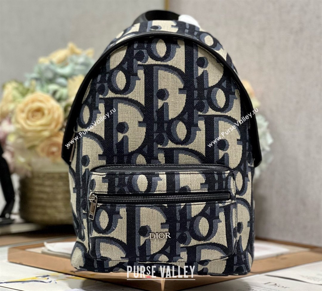 Dior Small Rider Backpack Bag in Beige and Black Maxi Dior Oblique Jacquard 2024 (xinyidai-23121224)
