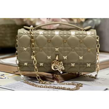 Miss Dior Mini Bag in Apricot Cannage Lambskin with Gold-Finish Butterfly Studs 2024 (xinyidai-23121209)