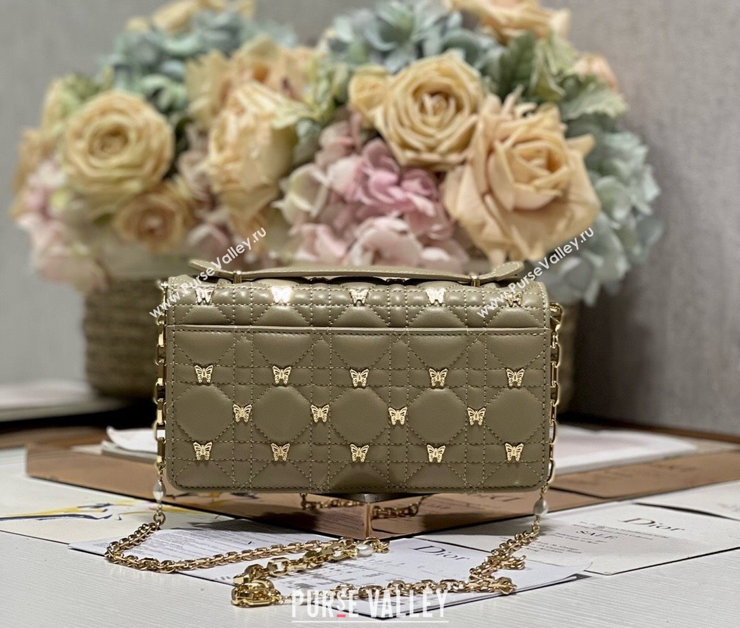 Miss Dior Mini Bag in Apricot Cannage Lambskin with Gold-Finish Butterfly Studs 2024 (xinyidai-23121209)