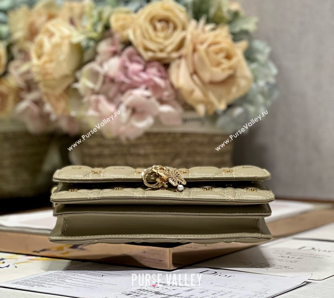 Miss Dior Mini Bag in Apricot Cannage Lambskin with Gold-Finish Butterfly Studs 2024 (xinyidai-23121209)