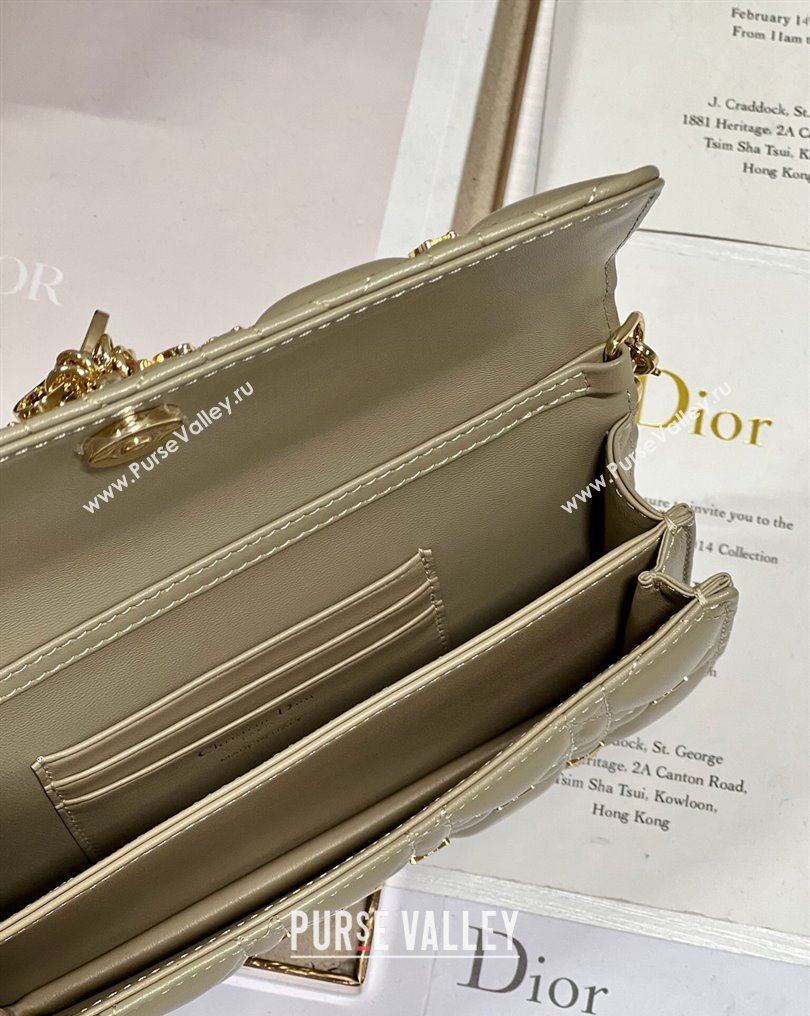 Miss Dior Mini Bag in Apricot Cannage Lambskin with Gold-Finish Butterfly Studs 2024 (xinyidai-23121209)