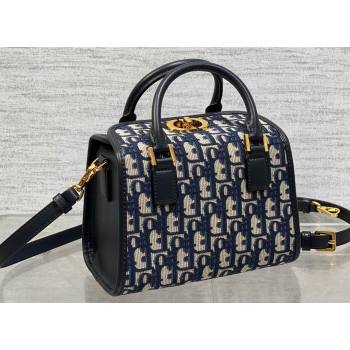 Dior Small Boston Bag in Blue Oblique Jacquard 2024 (xinyidai-23121218)
