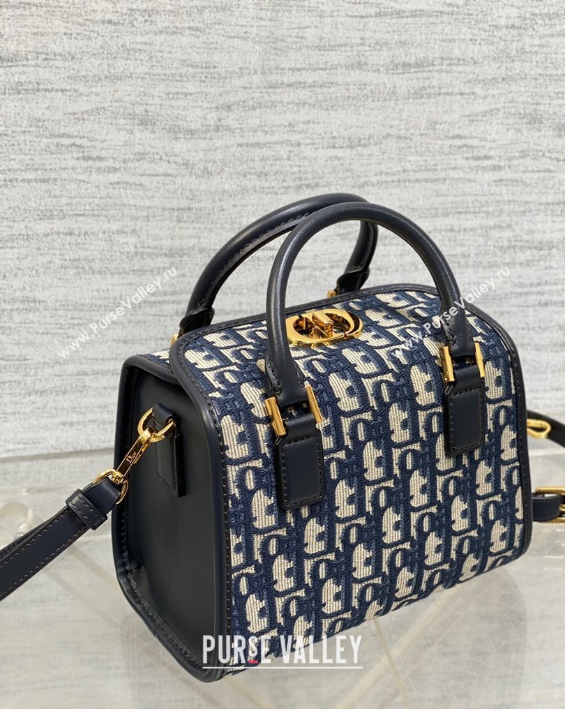 Dior Small Boston Bag in Blue Oblique Jacquard 2024 (xinyidai-23121218)