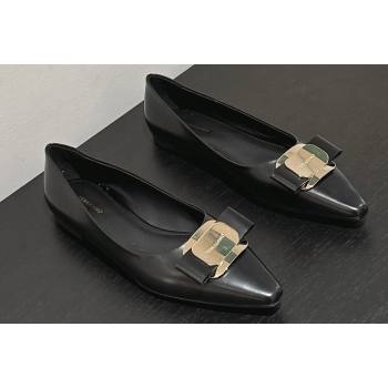 Ferragamo New Vara plate ballet flats in nappa Black 2024 (SS-23121336)